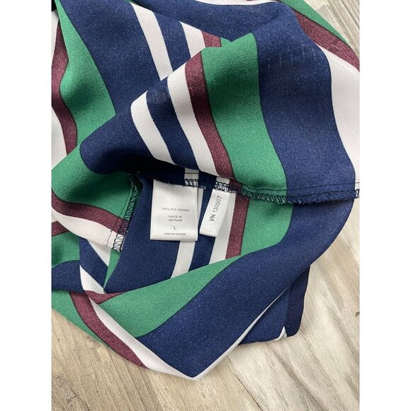 7th Avenue Design New York & Company Striped Shirt Large Green Short Sleeve - Picture 5 of 7